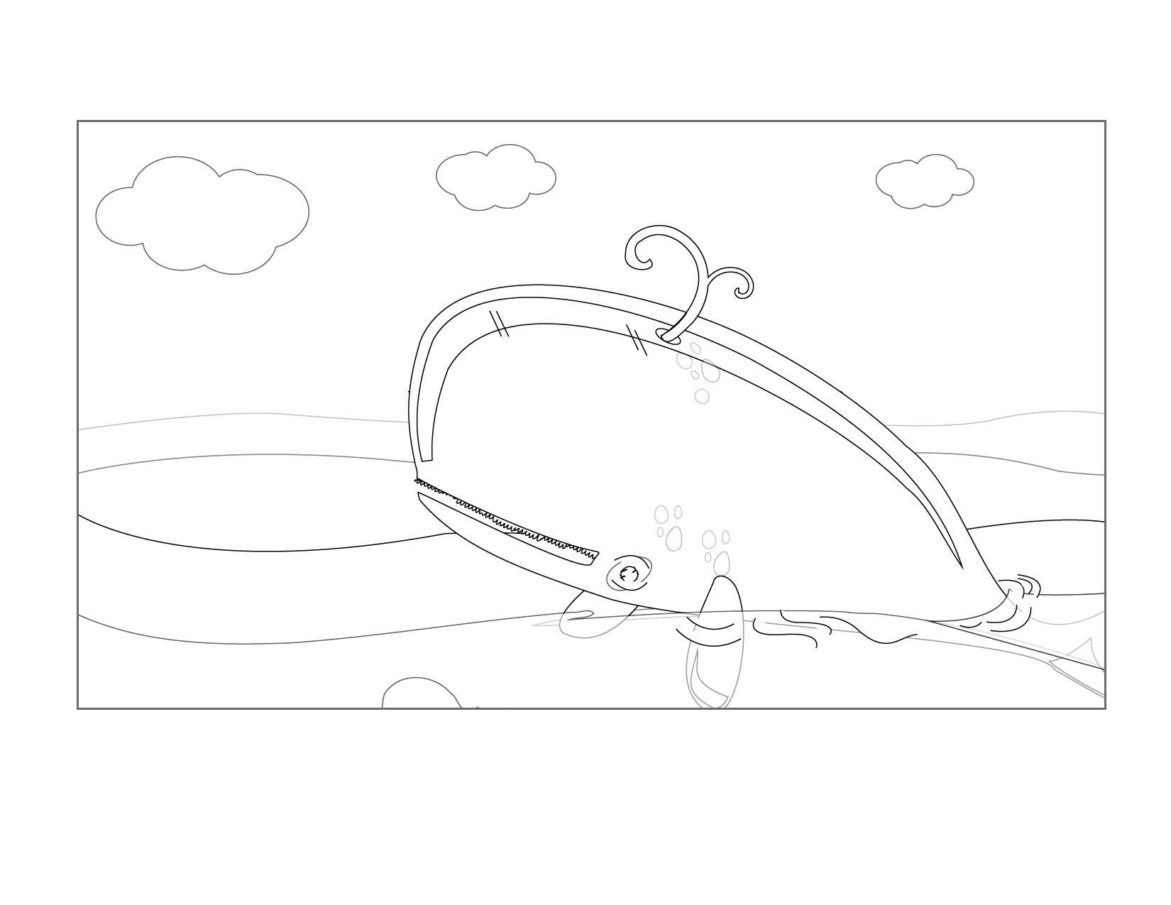 Swimming Whale Coloring Page