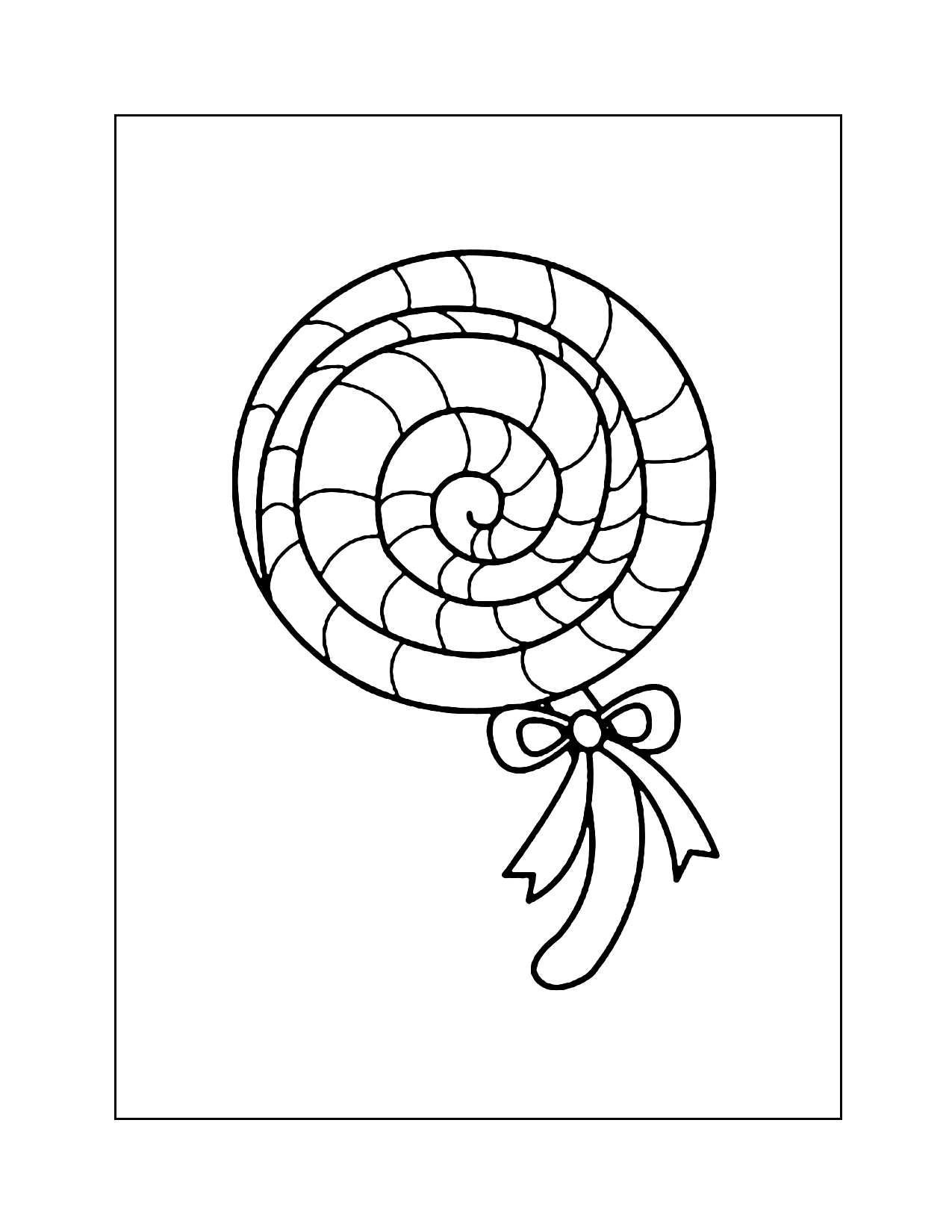Swirly Lollipop With Bow Coloring Page