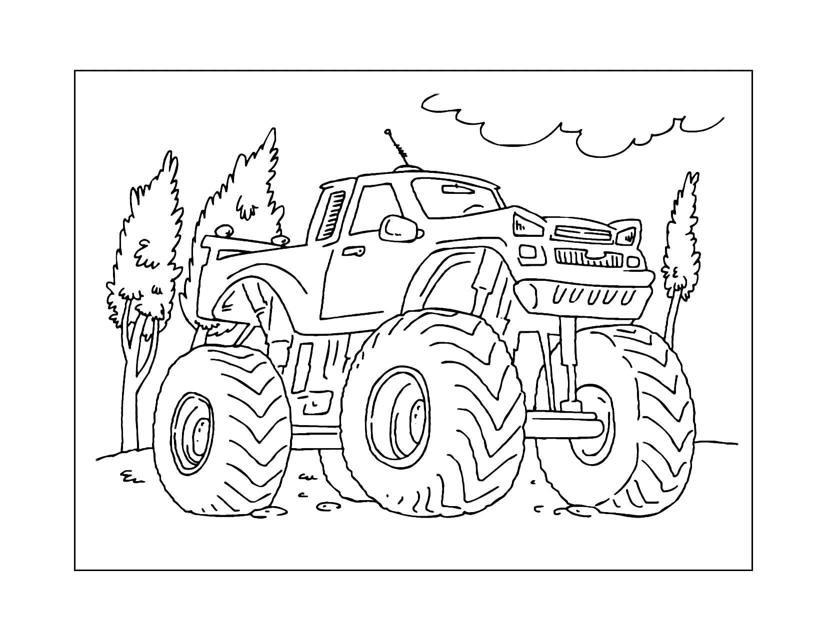 Tall Monster Truck Outside Coloring Page