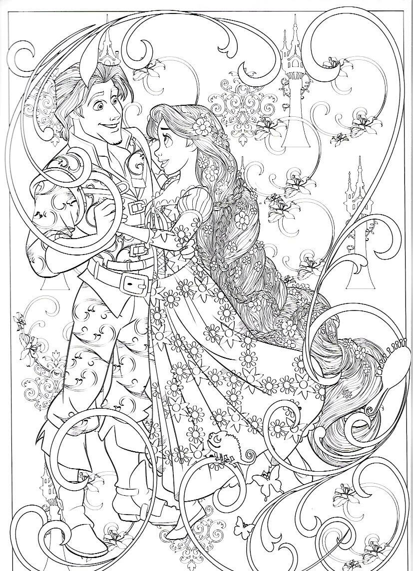 Tangled Disney Coloring Page for Adults