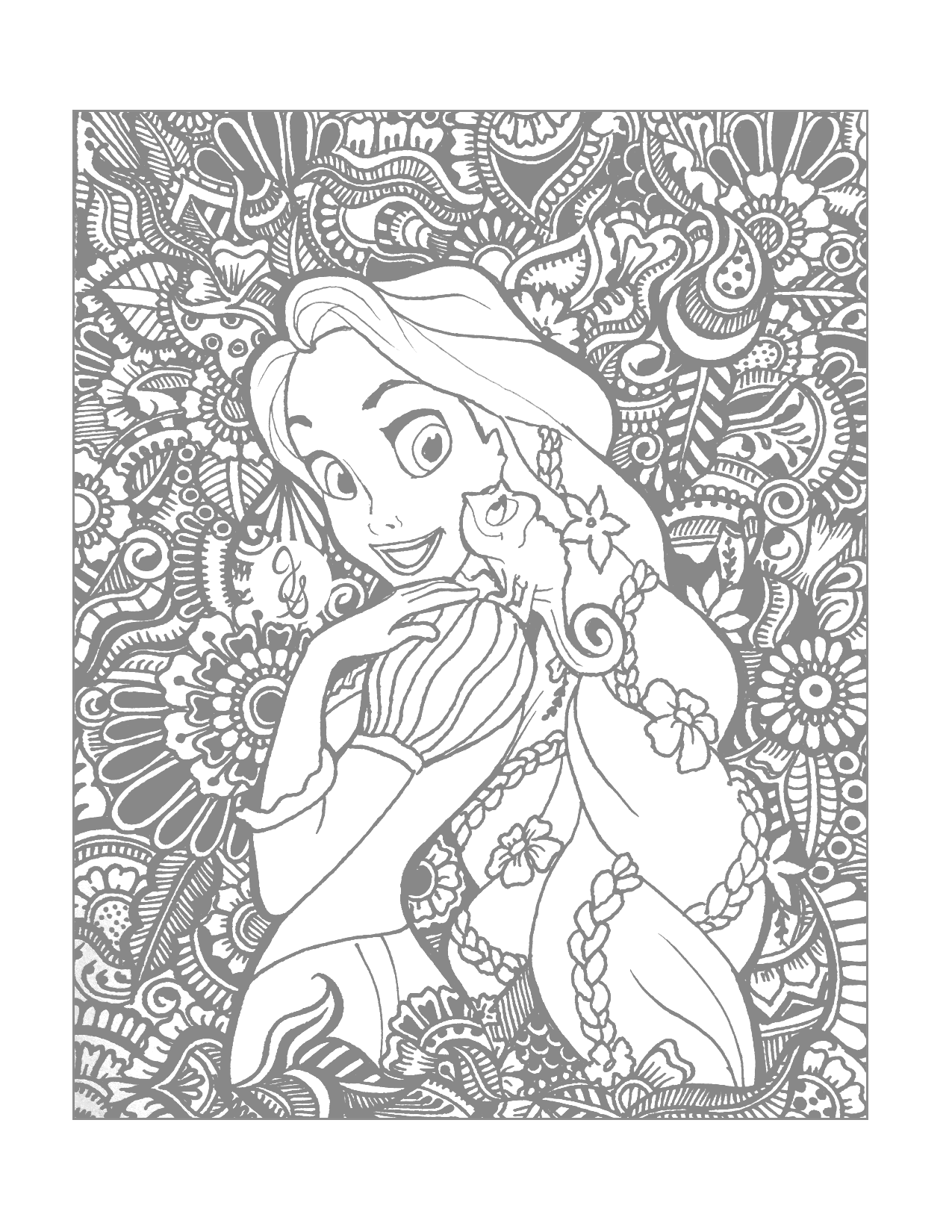 Tangled Tracing And Coloring Page For Adults