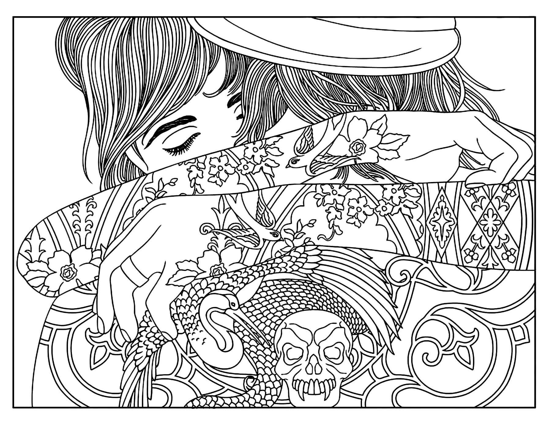 Tattoo Hug Coloring Pages for Teens