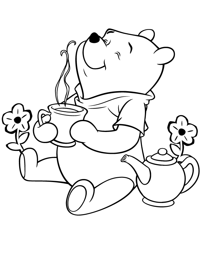 Tea With Honey Winnie the Pooh Coloring Pages
