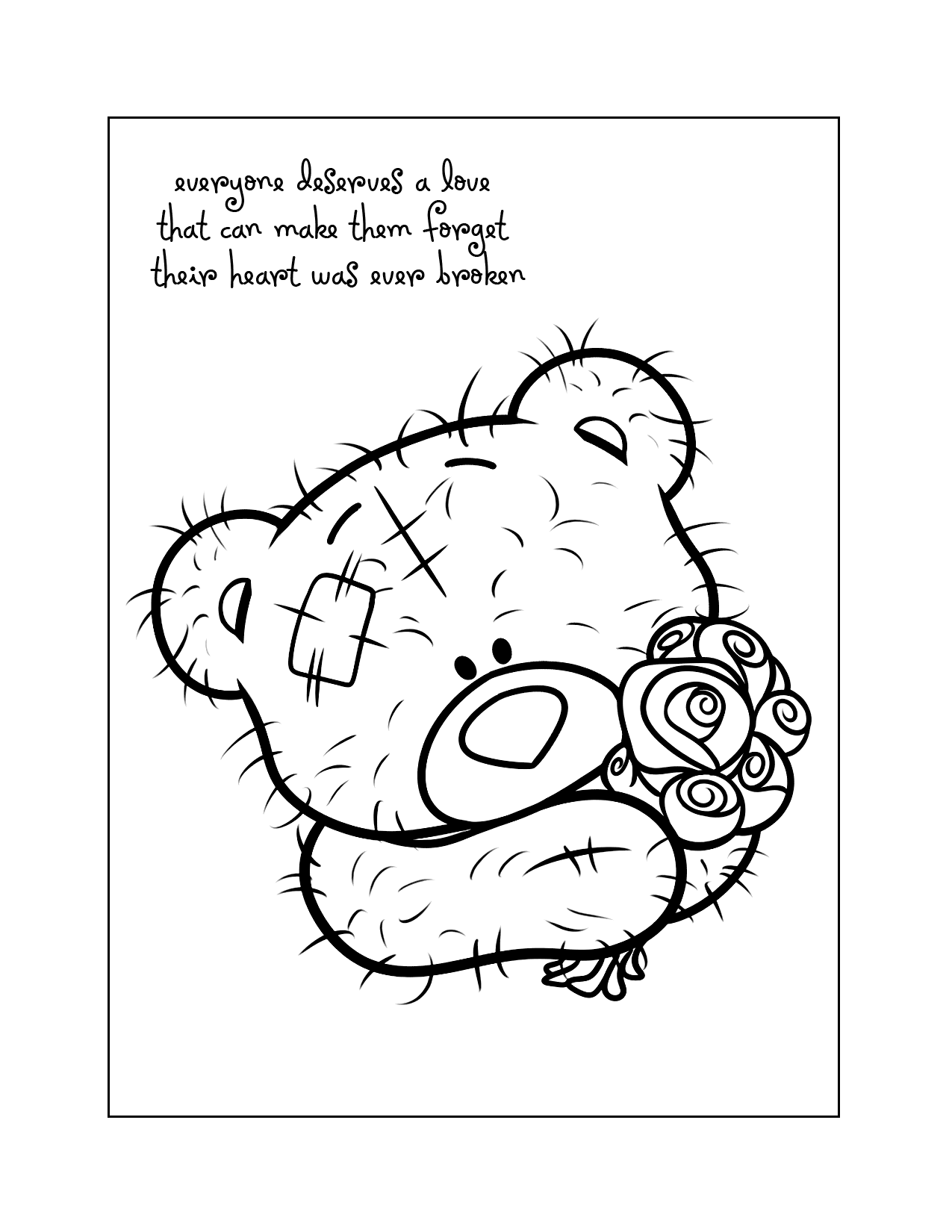 Teddy Bear Love Quote Coloring Page