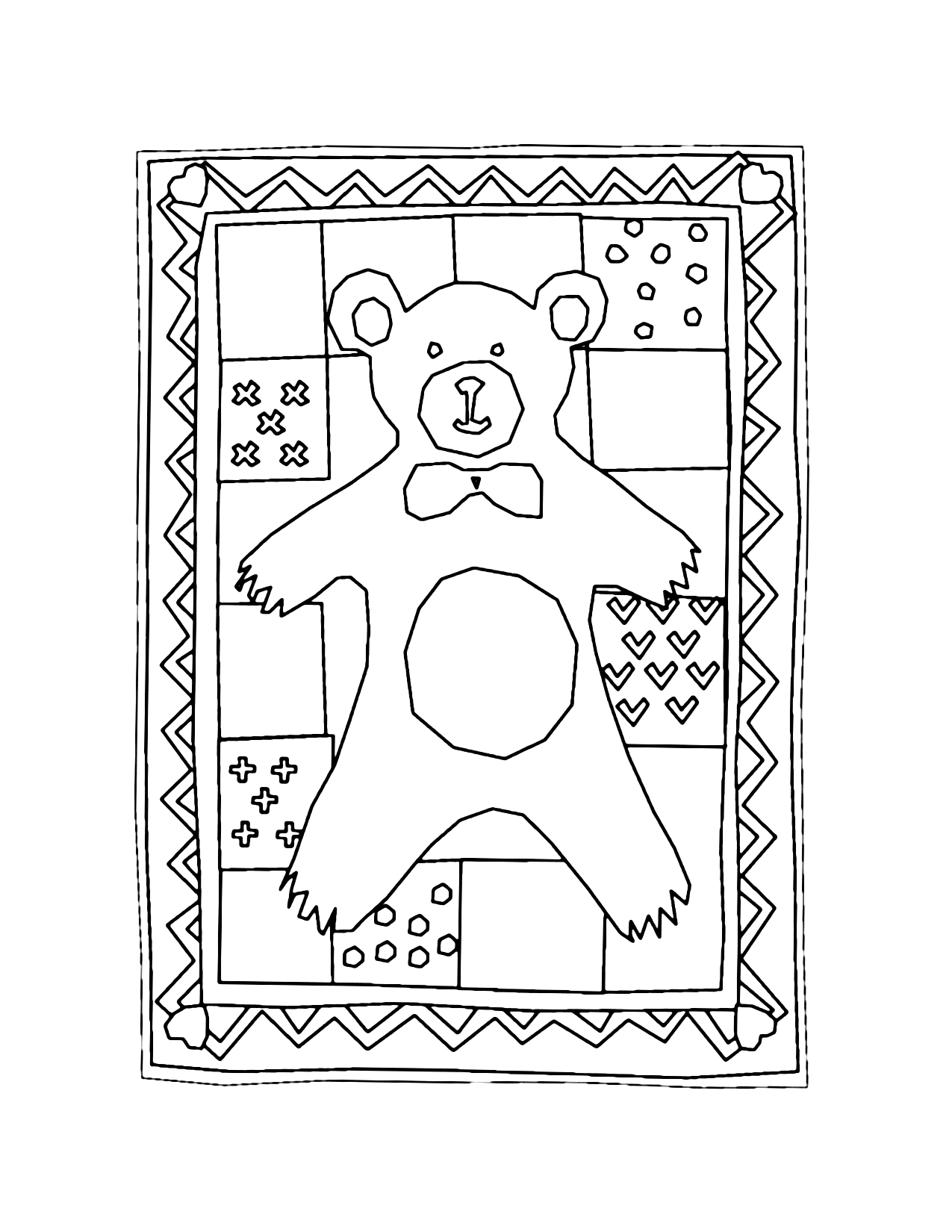 Teddy Bear Quilt Coloring Page