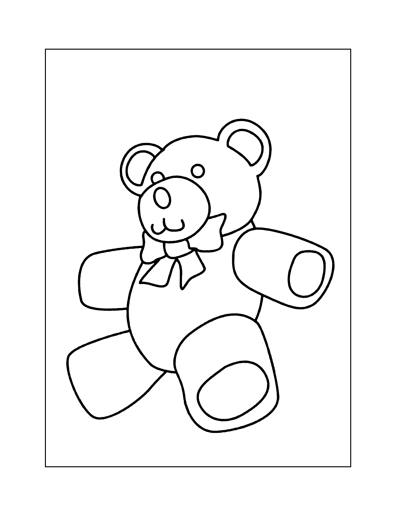 Teddy Bear With Bow Coloring Page