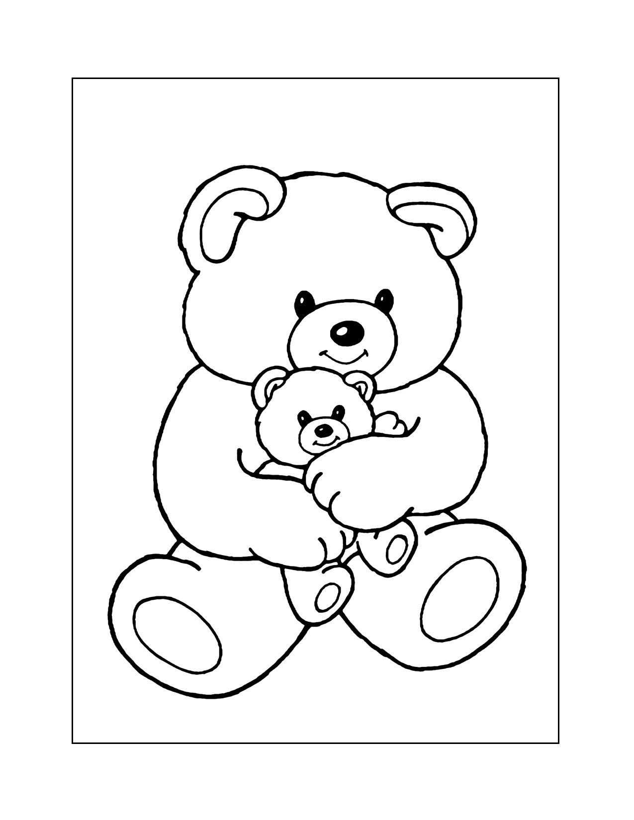 Teddy With A Teddy Bear Coloring Page