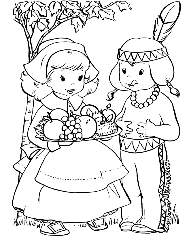Thanksgiving Indians Coloring Pages