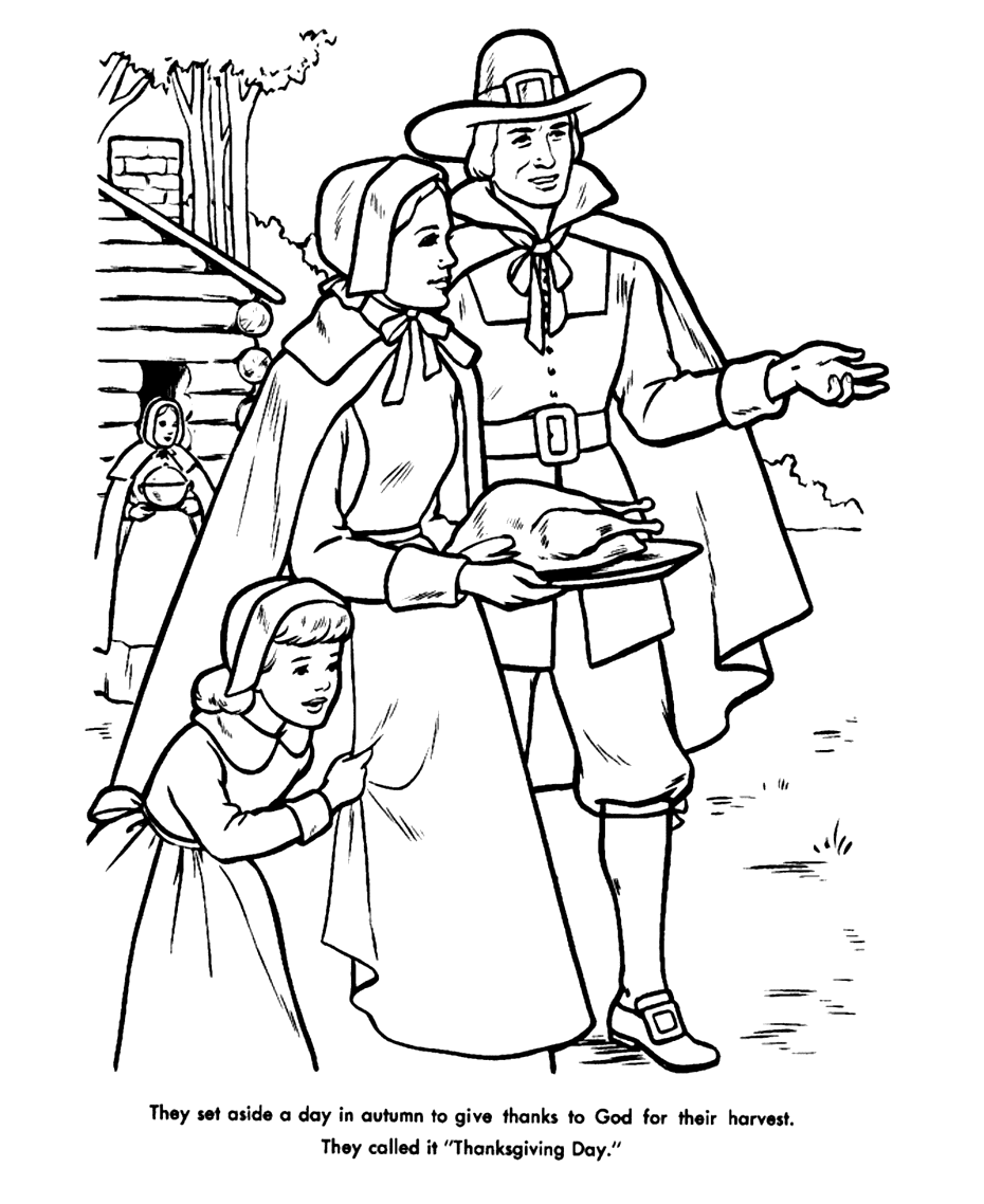 Thanksgiving Pilgrim Coloring Sheet