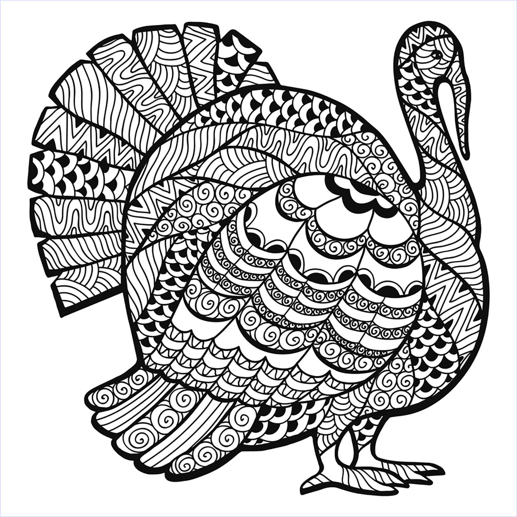 Thanksgiving Turkey Zen Coloring Page
