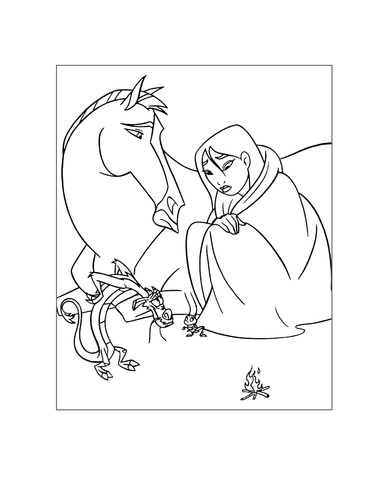 The Animals Help Mulan Coloring Page