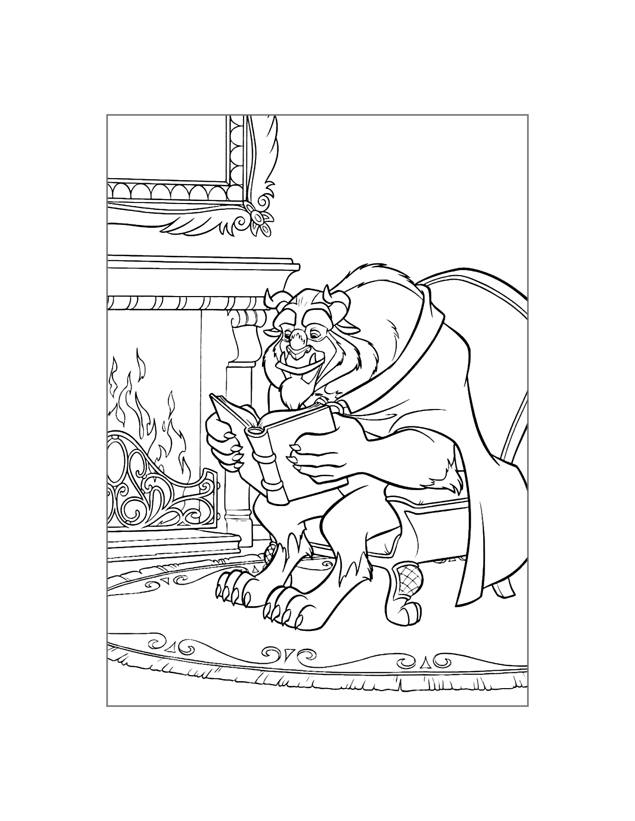 The Beast Likes To Read Too Coloring Page
