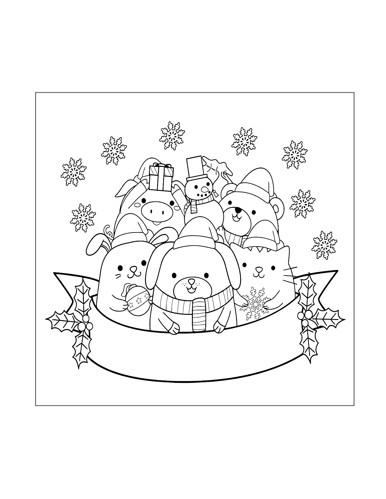 The Cutest Christmas Animals Coloring Page