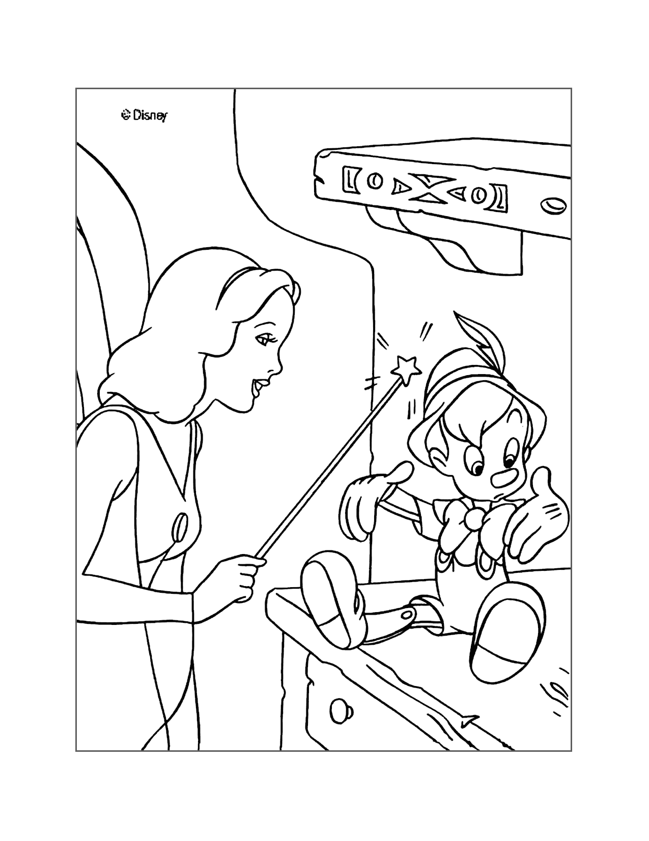 The Fairy Will Change Pinnochio Into A Real Boy Coloring Page