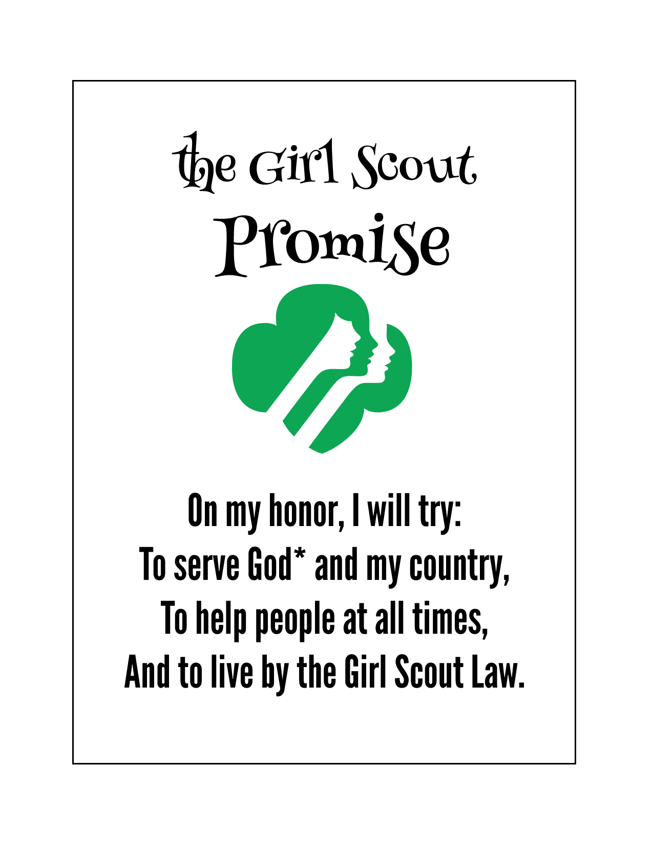 The Girl Scout Promise Printable Sheet