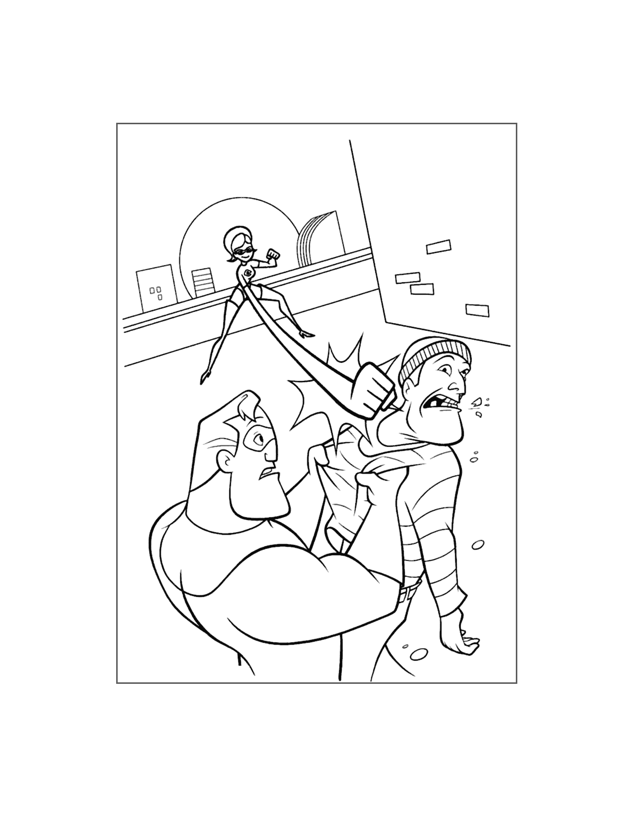 The Incredible Catching Bad Guys Coloring Page