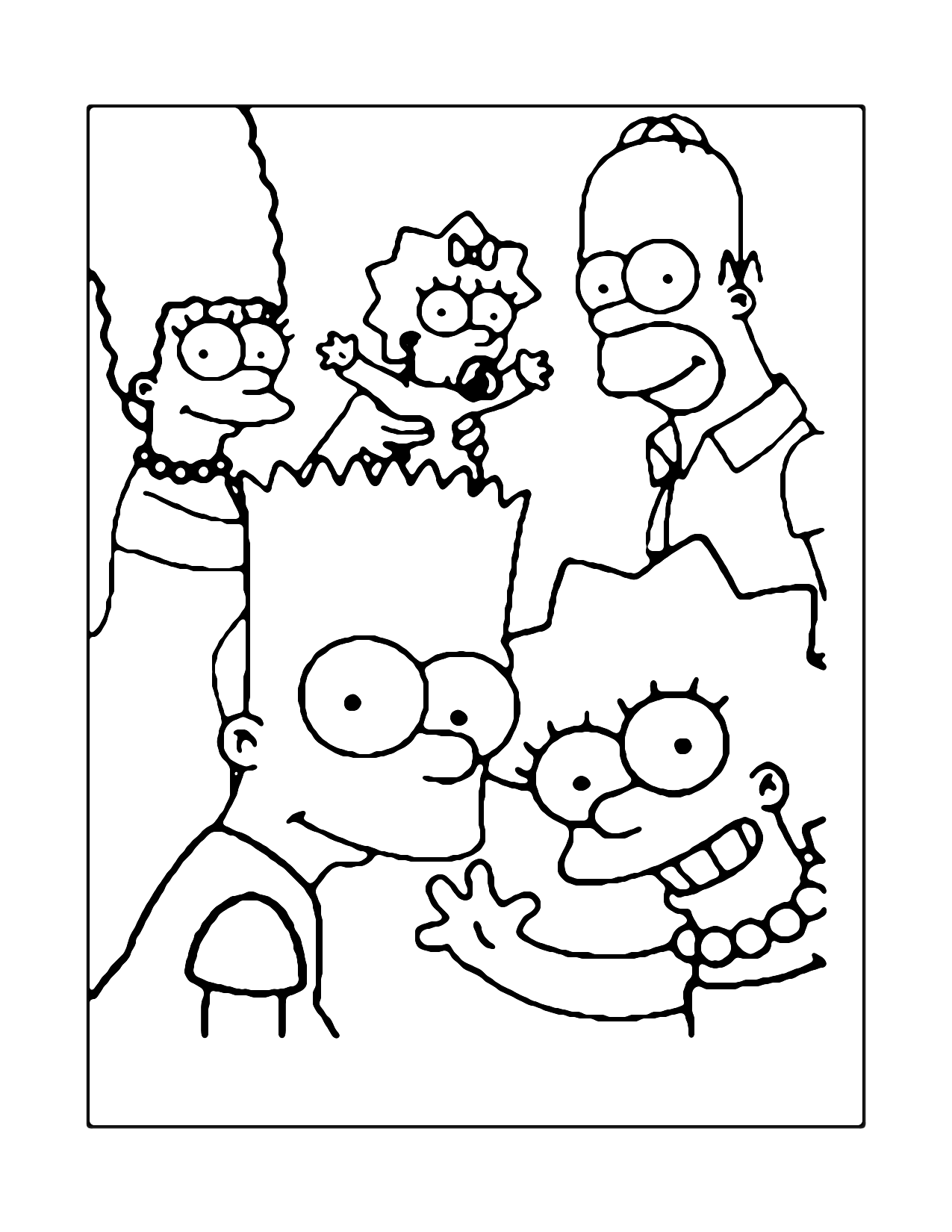 The Simpsons Characters Coloring Page