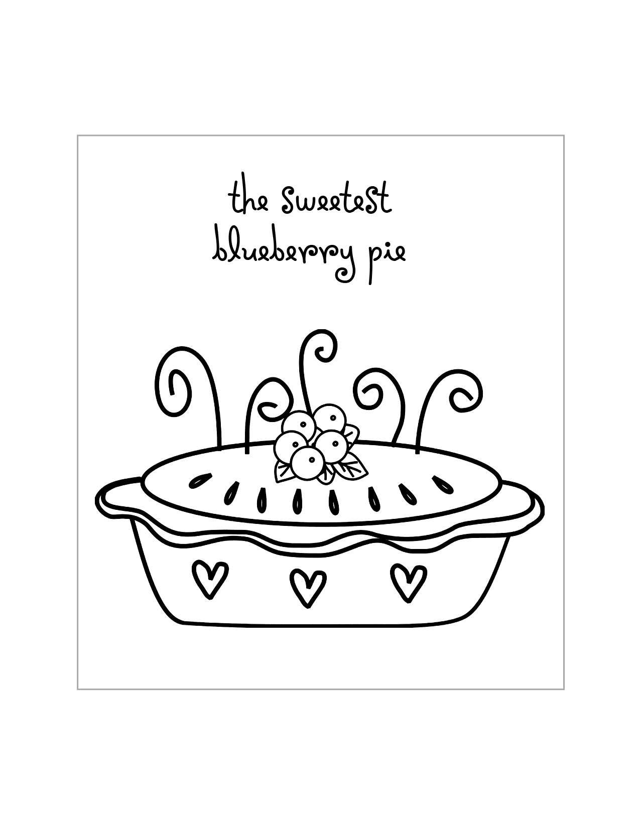 The Sweetest Blueberry Pie Coloring Page