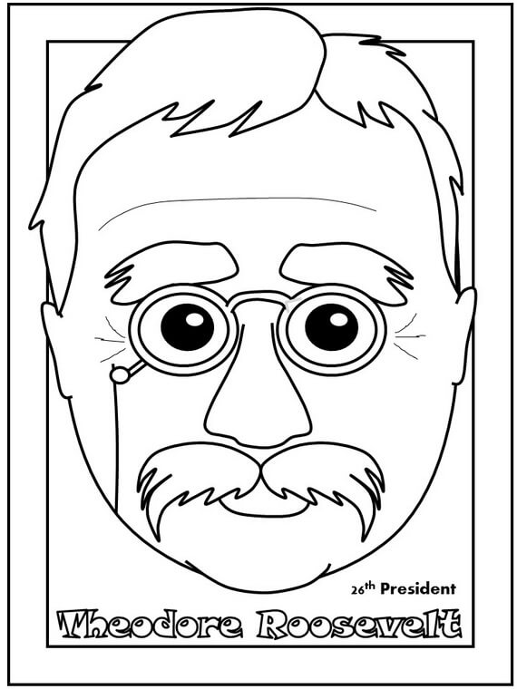 Theodore Roosevelt Presidents Day Coloring Page