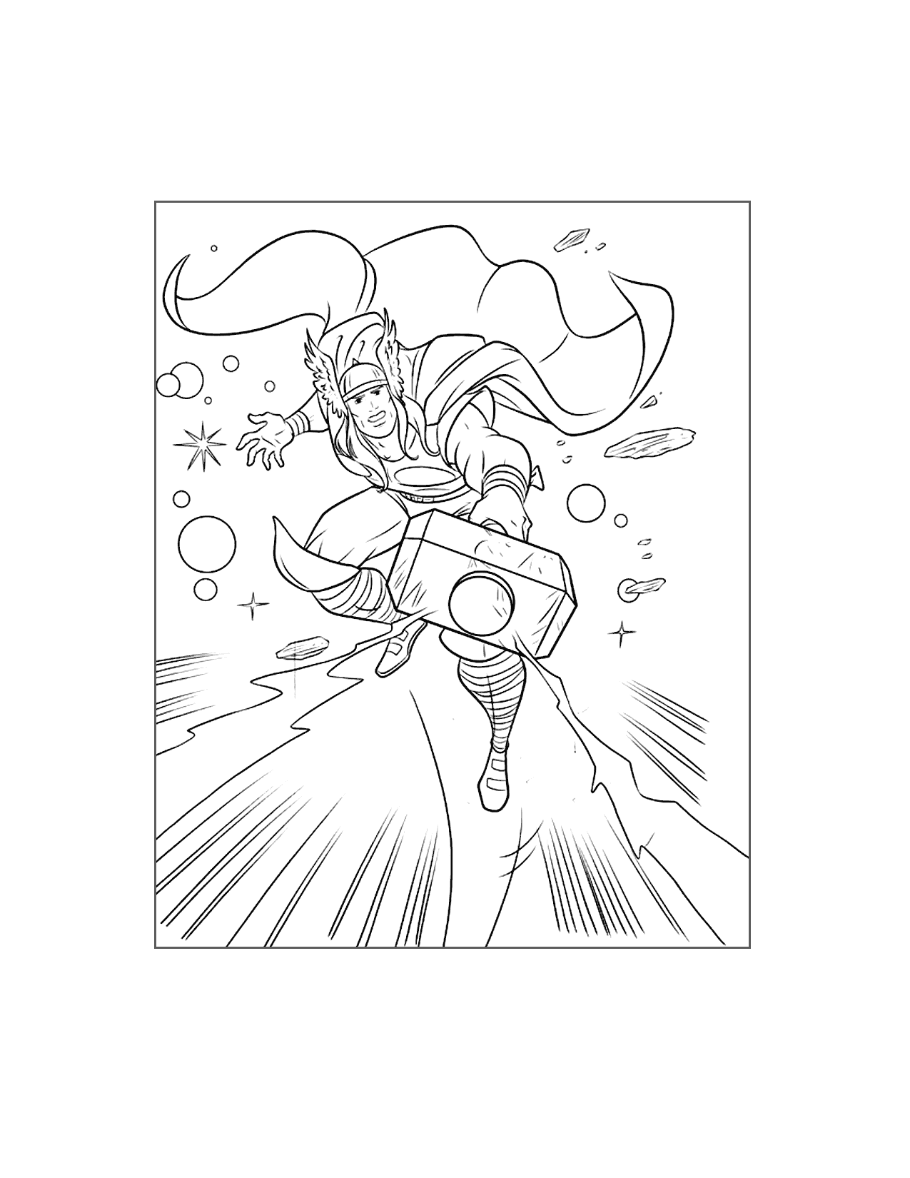 Thor Out In The Universe Coloring Page