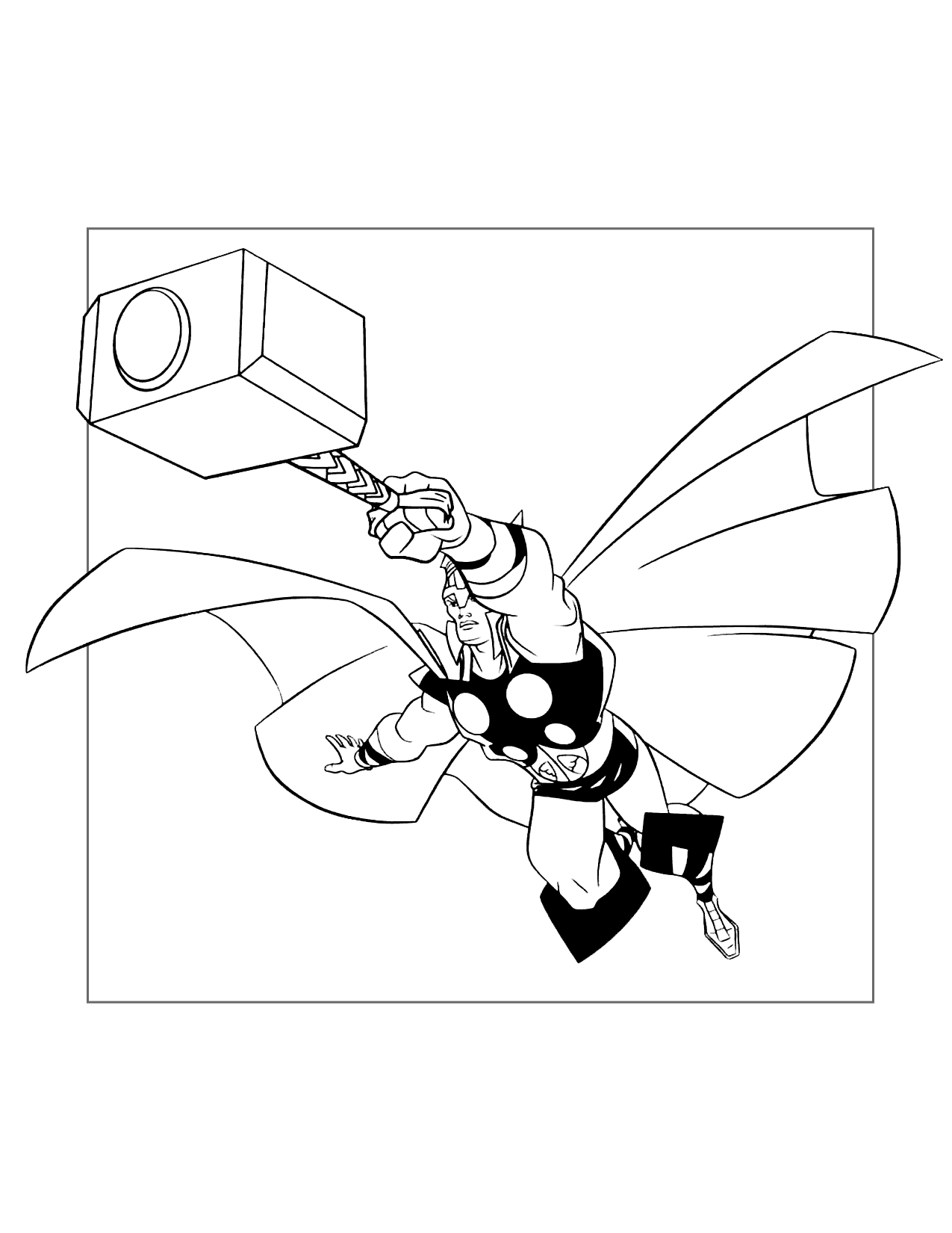 Thor And Mjolnir Coloring Page