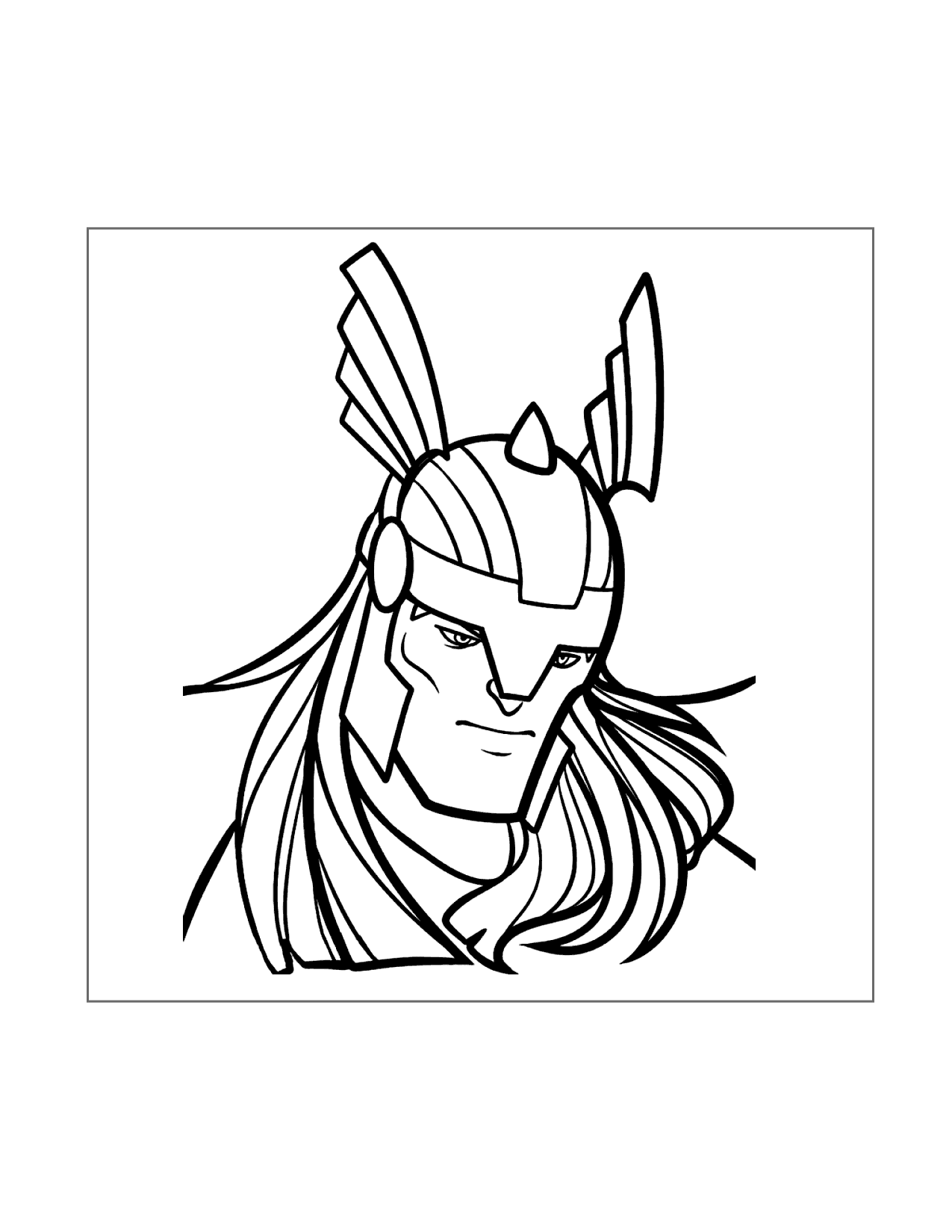 Thor In His Helmet Coloring Page