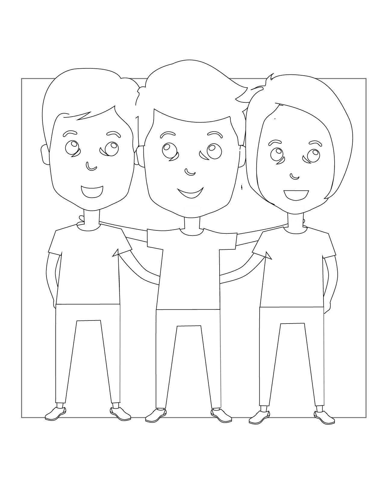 Three Friends Coloring Page