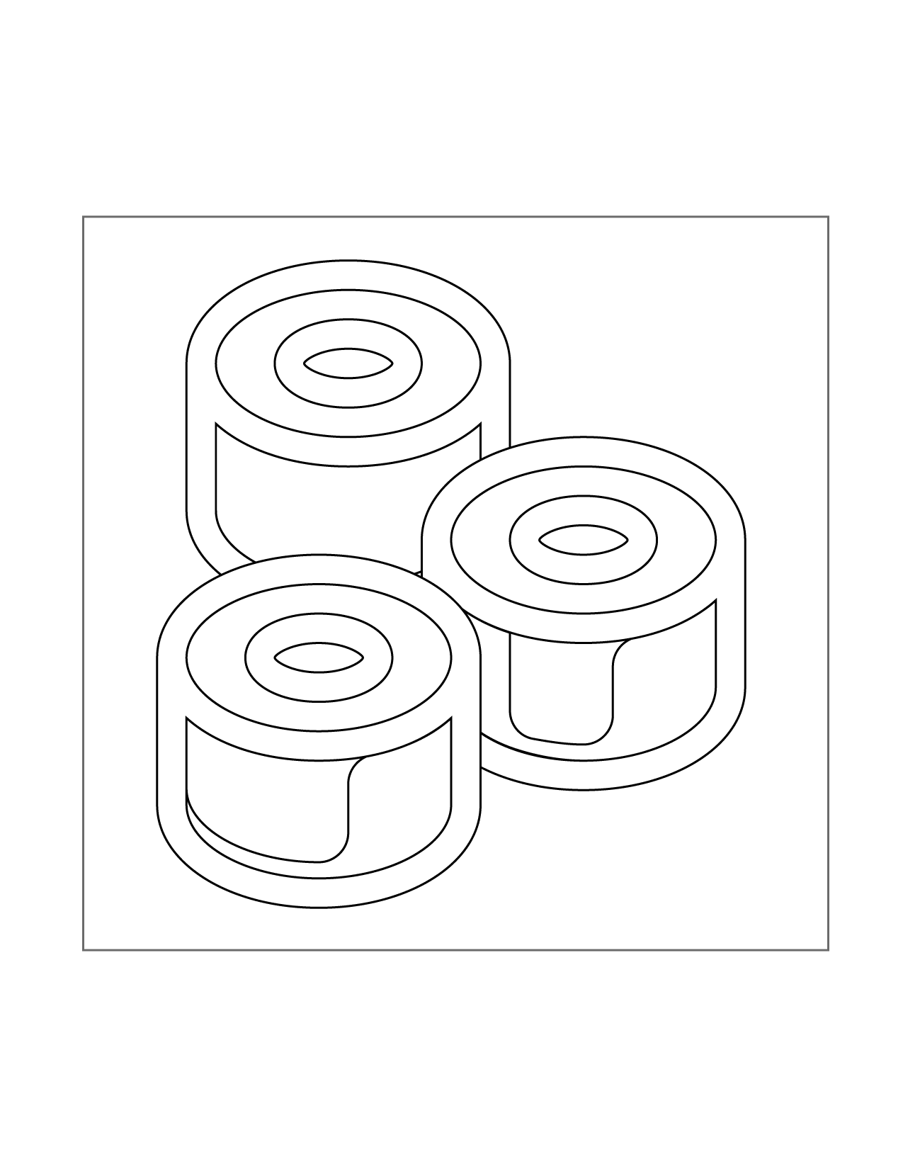 Three Pieces Of Sushi Coloring Page