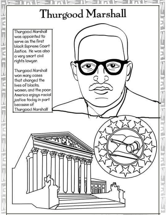Thurgood Marshall - Black History Month Coloring Pages