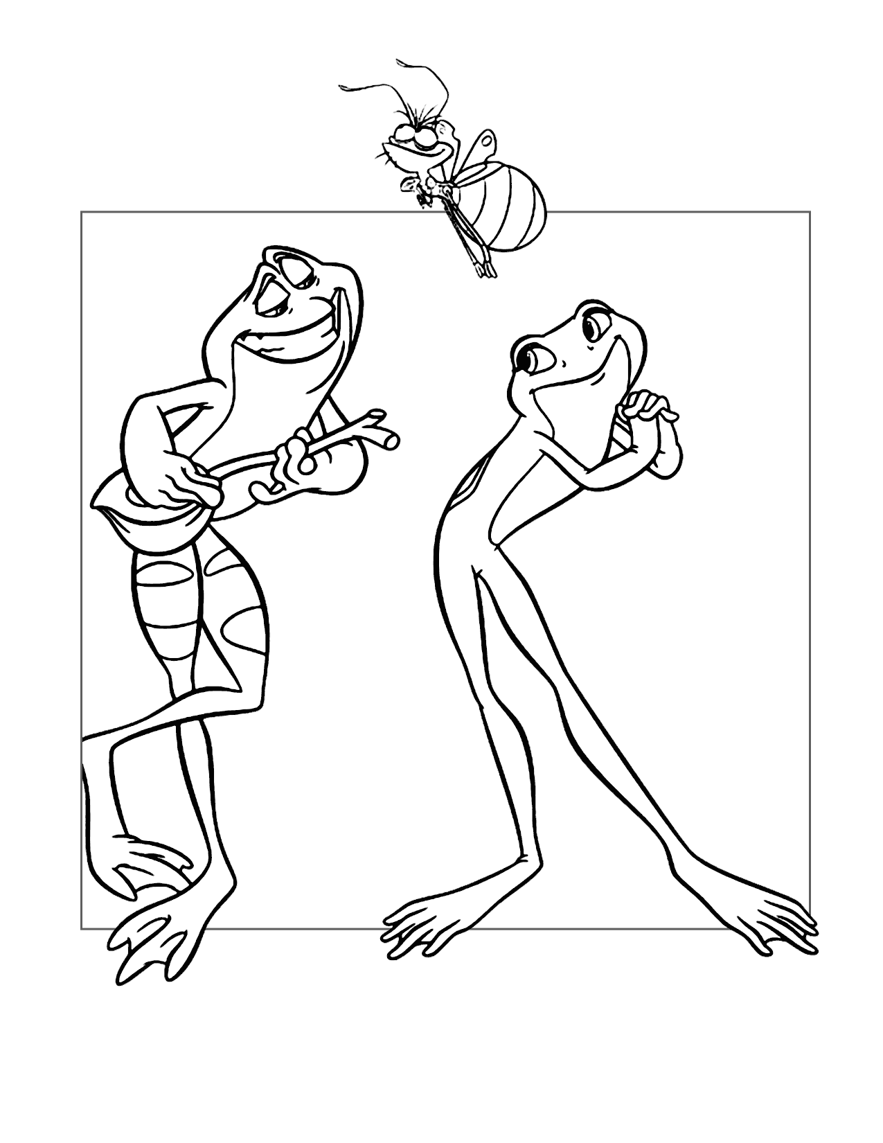Tiana Falls For Naveen As A Frog Coloring Page