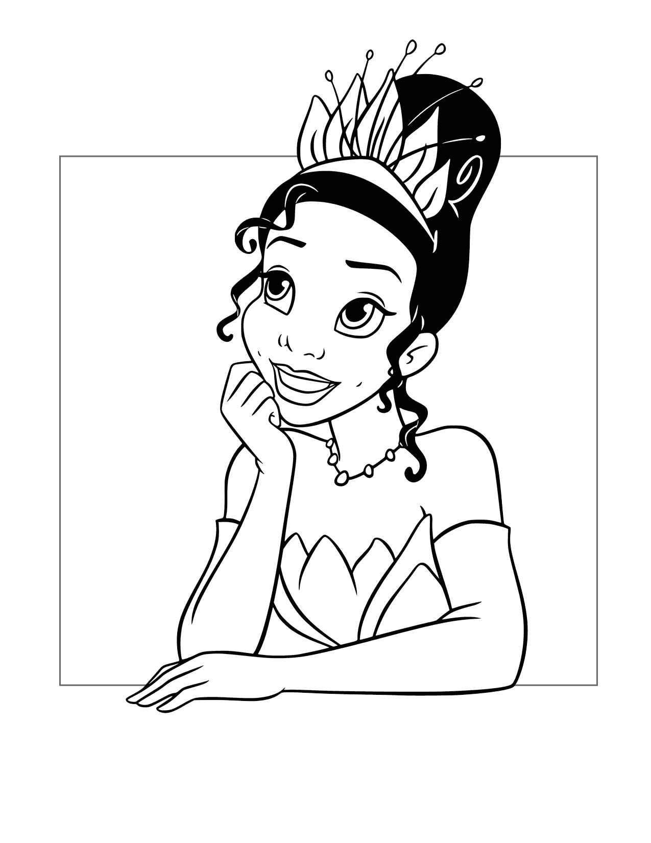 Tiana Thinks About Her Restuarant Coloring Page