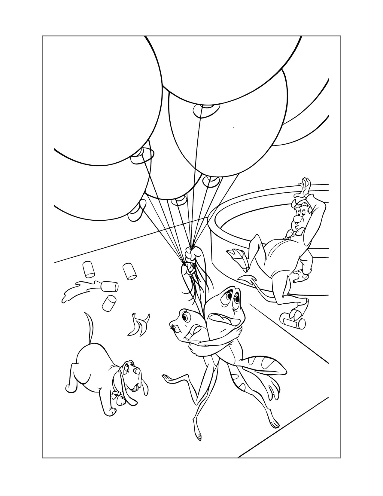 Tiana And Naveens Balloon Getaway Coloring Page