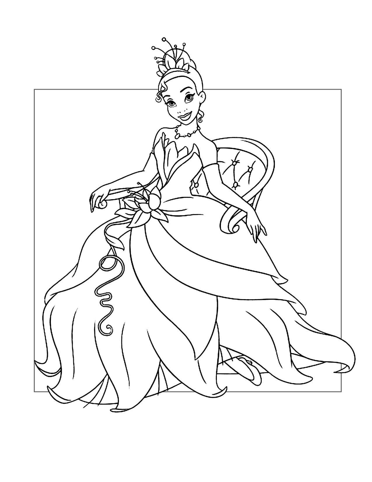 Tianas Pretty Dress Coloring Page