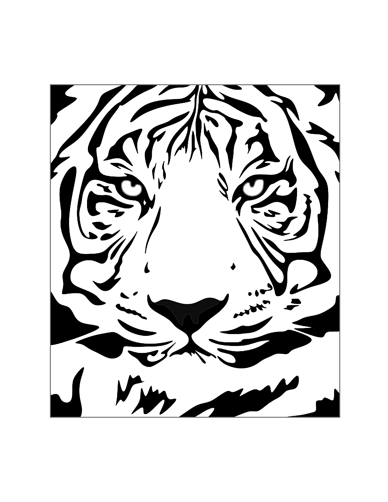 Tiger Face Black And White Printable