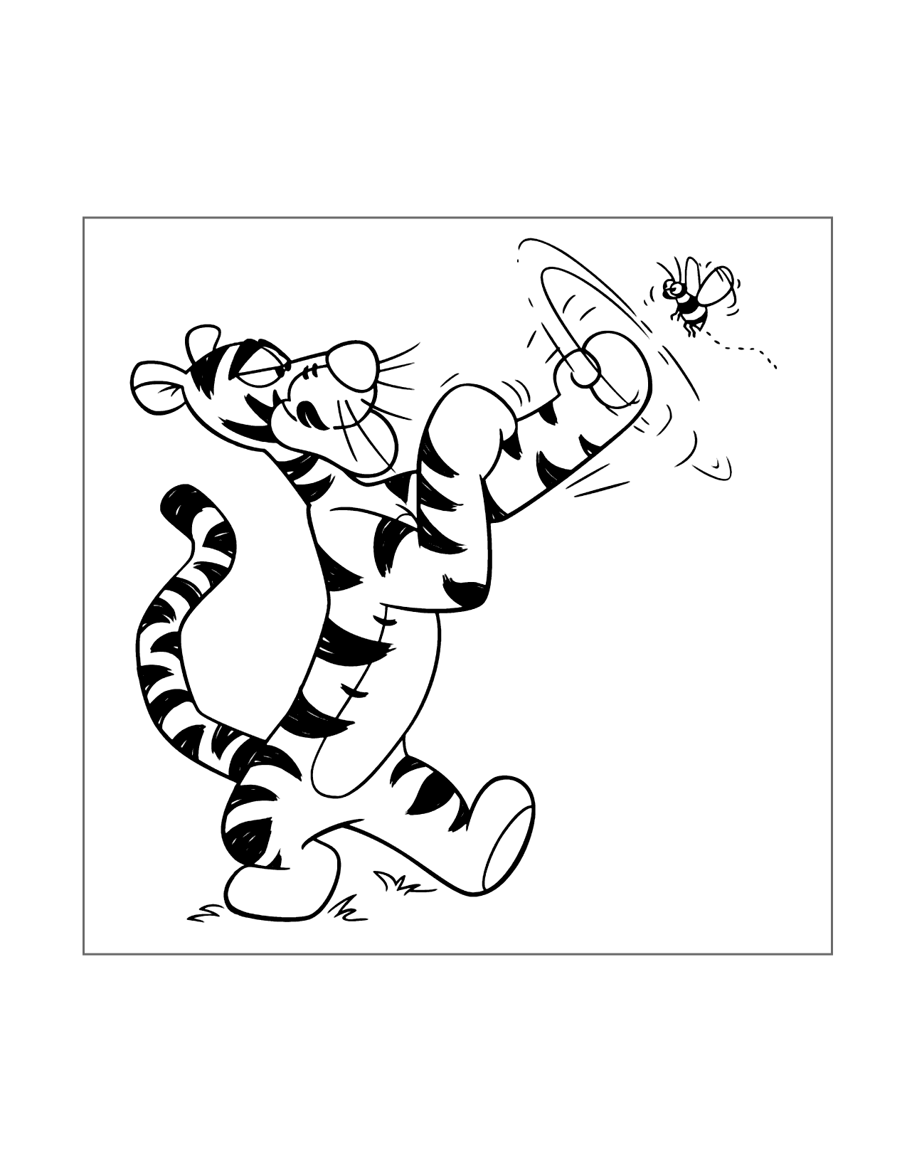 Tigger Boxes A Bee Coloring Page