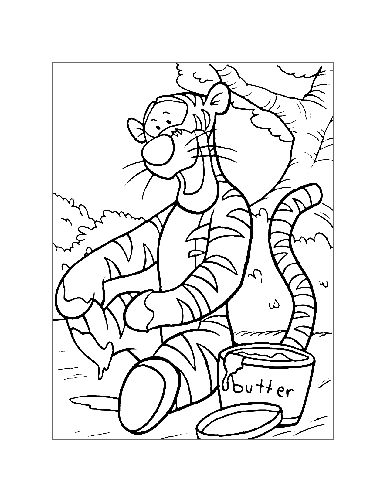 Tigger Butters His Feet Coloring Page