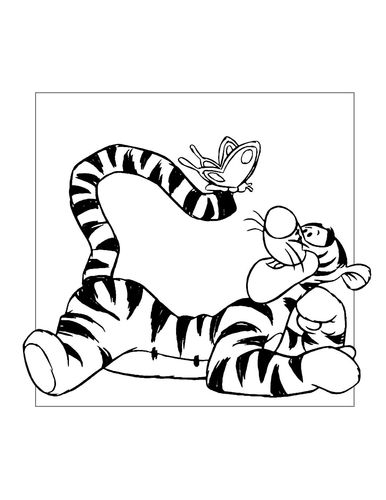Tigger Finds A Butterfly Coloring Page