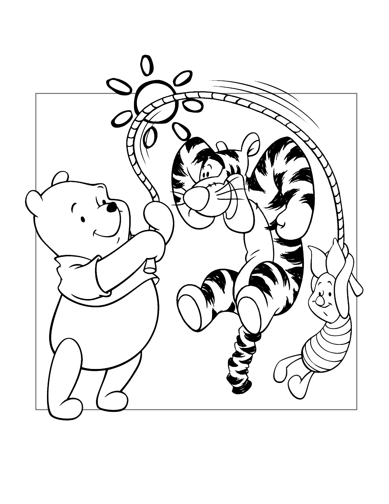 Tigger Jumpropes With Pooh And Piglet Coloring Page
