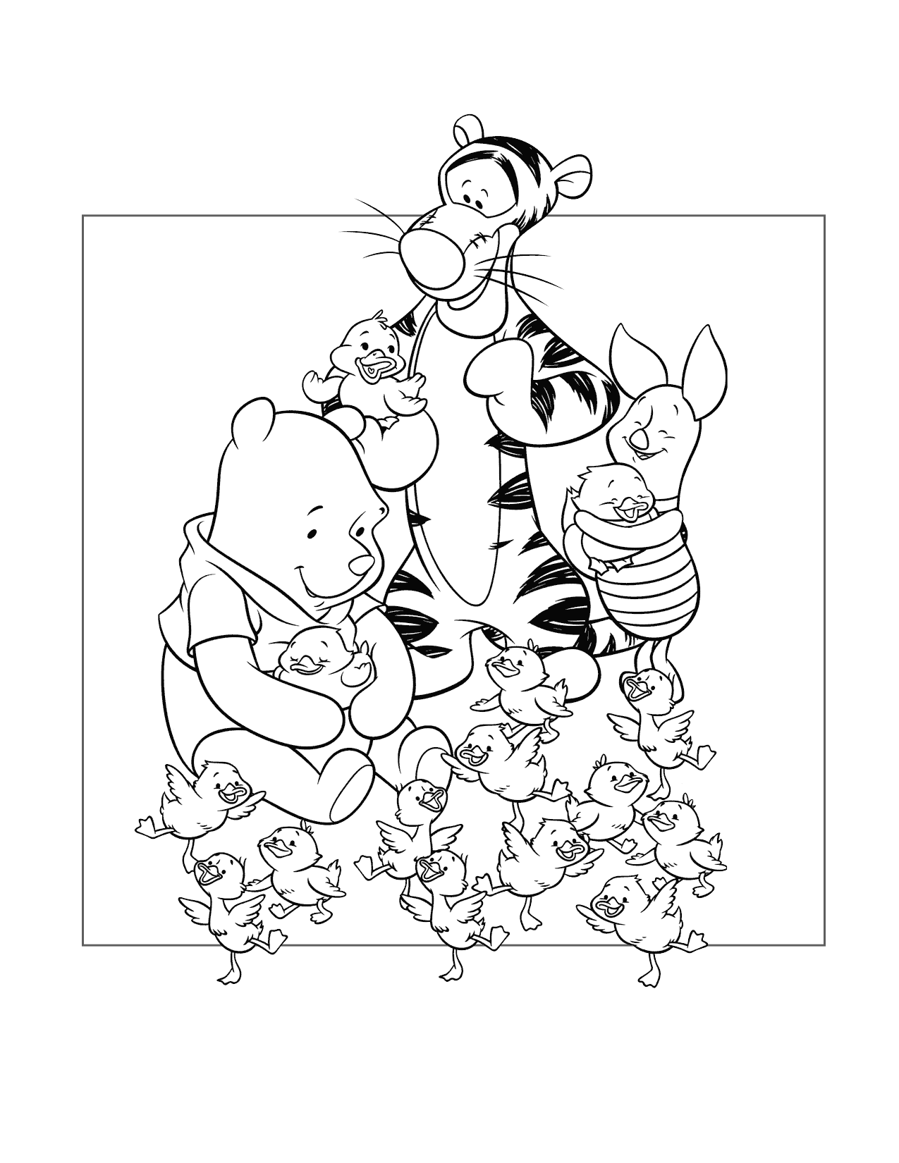 Tigger Pooh Piglet And Ducklings Coloring Page