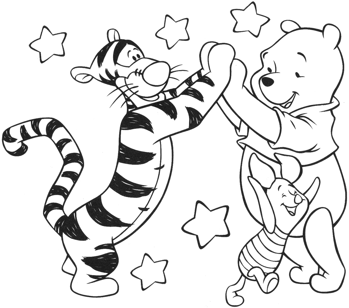 Tigger Pooh and Piglet Coloring Page