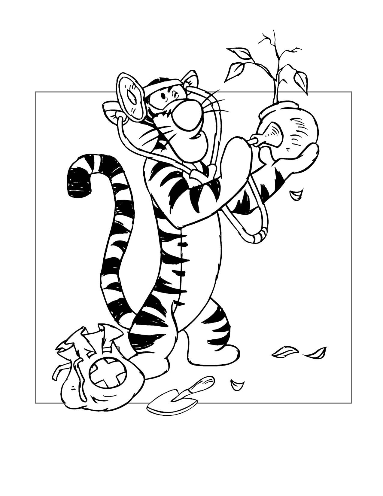 Tigger Is A Plant Doctor Coloring Page