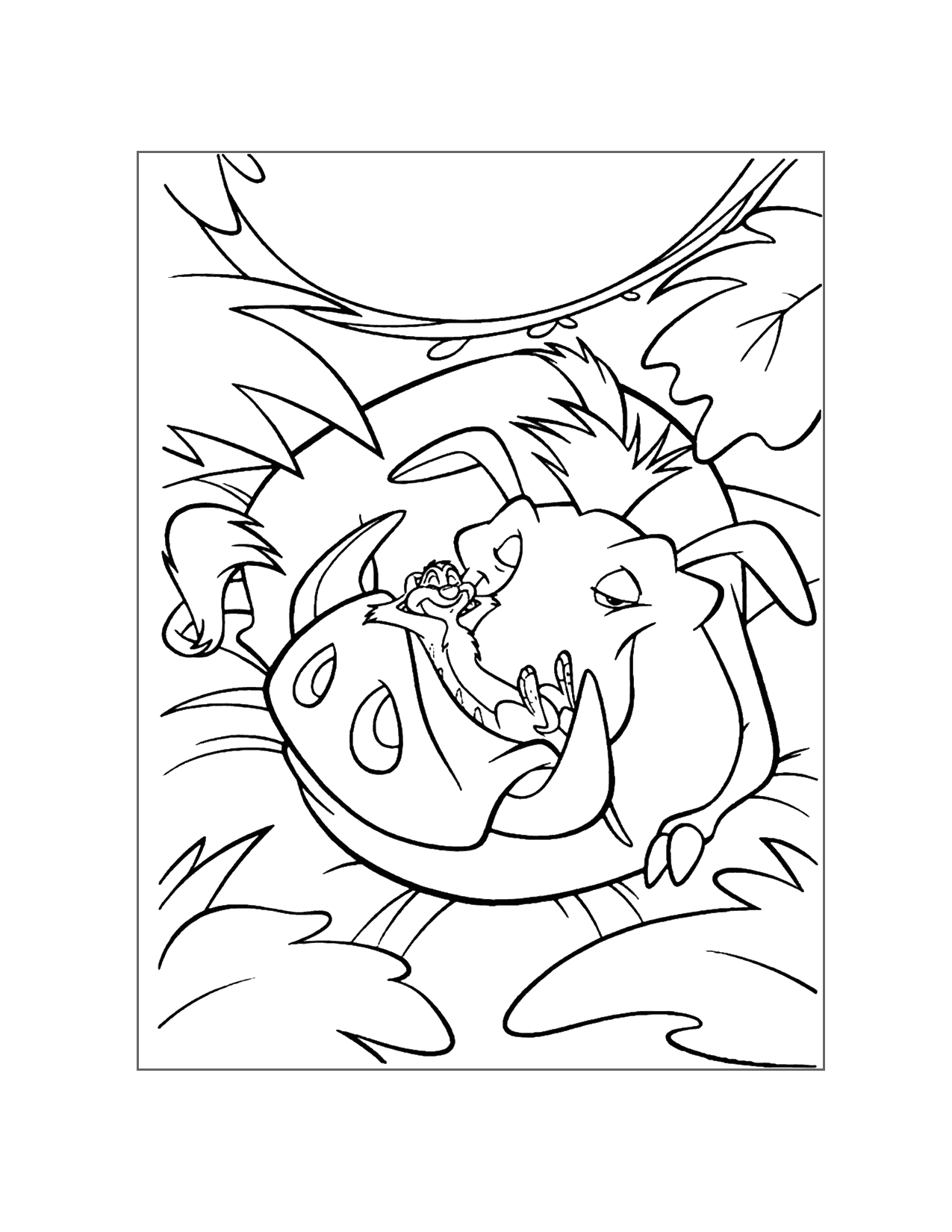 Timon And Pumba Sleeping Coloring Page