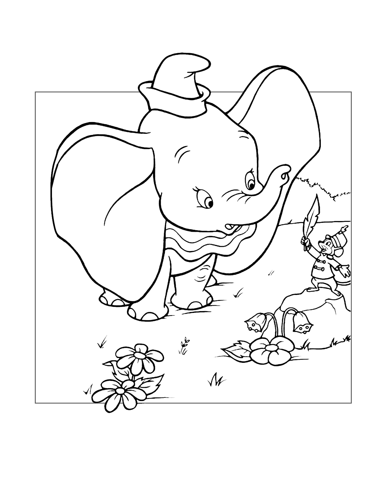 Timothy Gives Dumbo A Feather Coloring Page