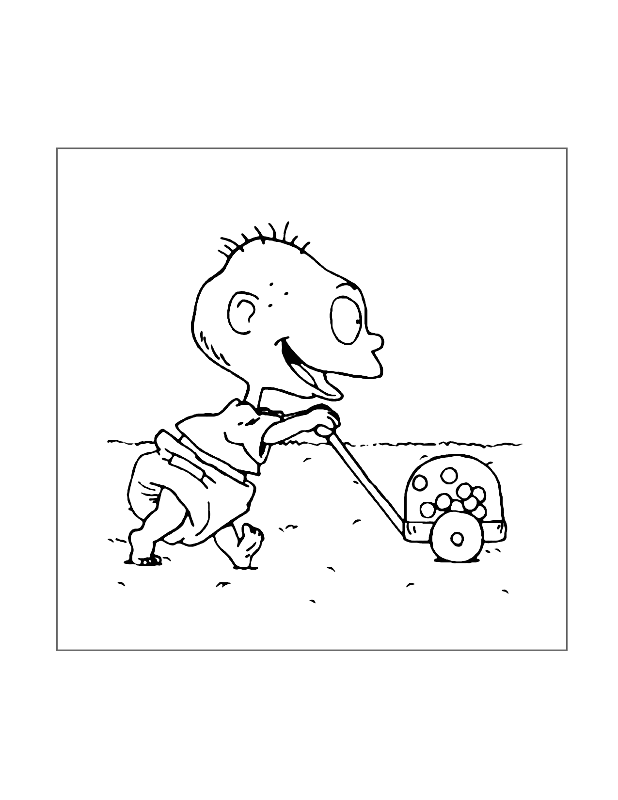 Tommy Mows The Lawn Rugrats Coloring Page