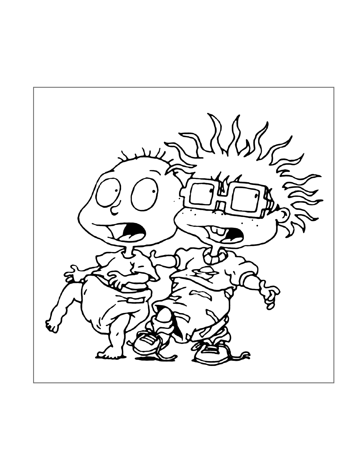 Tommy And Chucky Sneaking Away Coloring Page