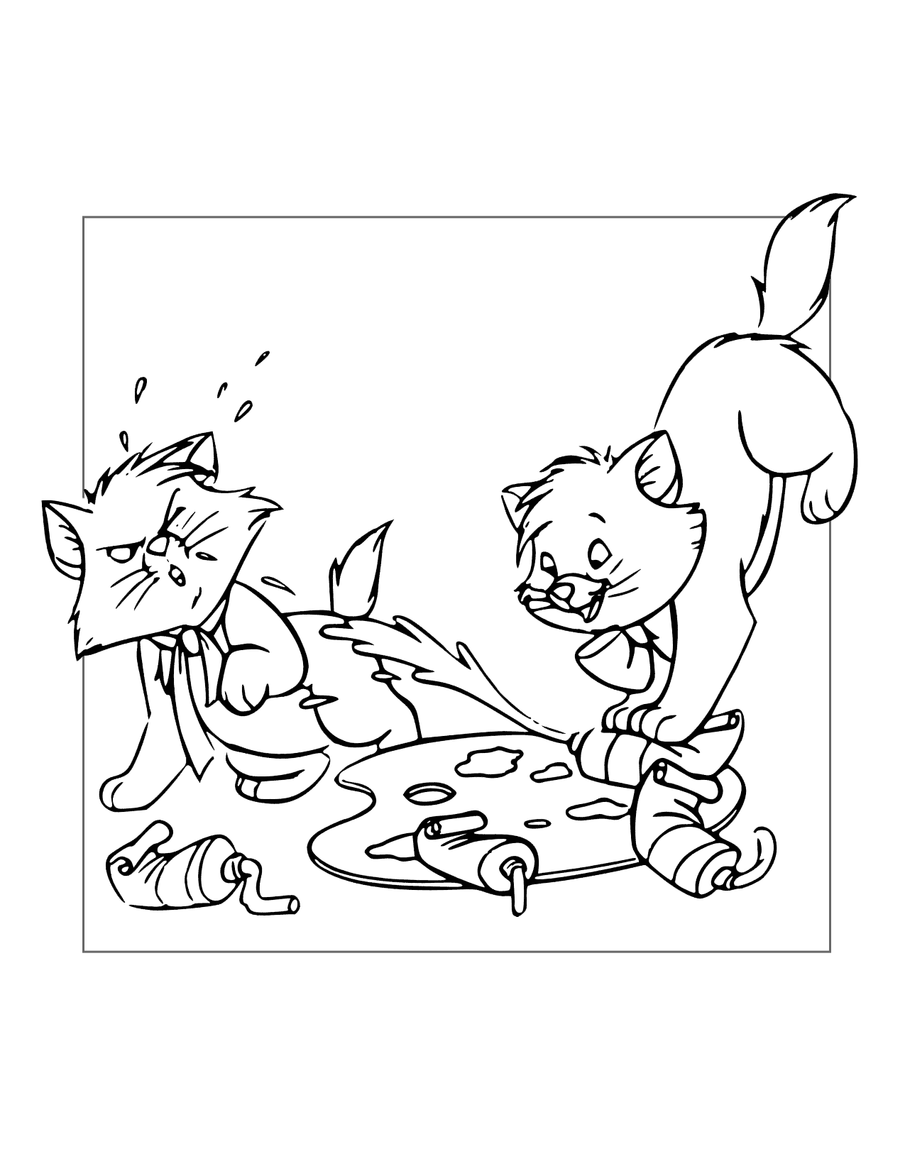 Toulouse And Beroiz Play With Paint Coloring Page