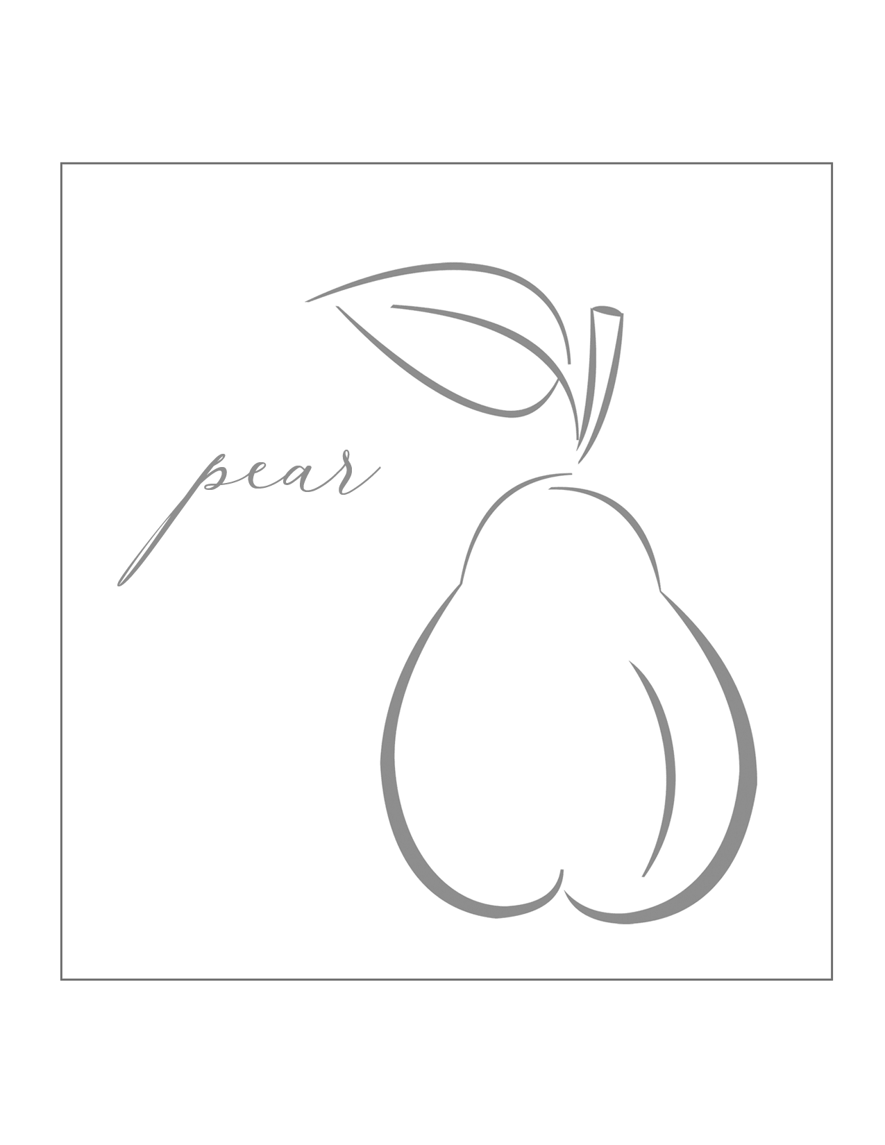 Traceable Calligraphy Pear Coloring Page