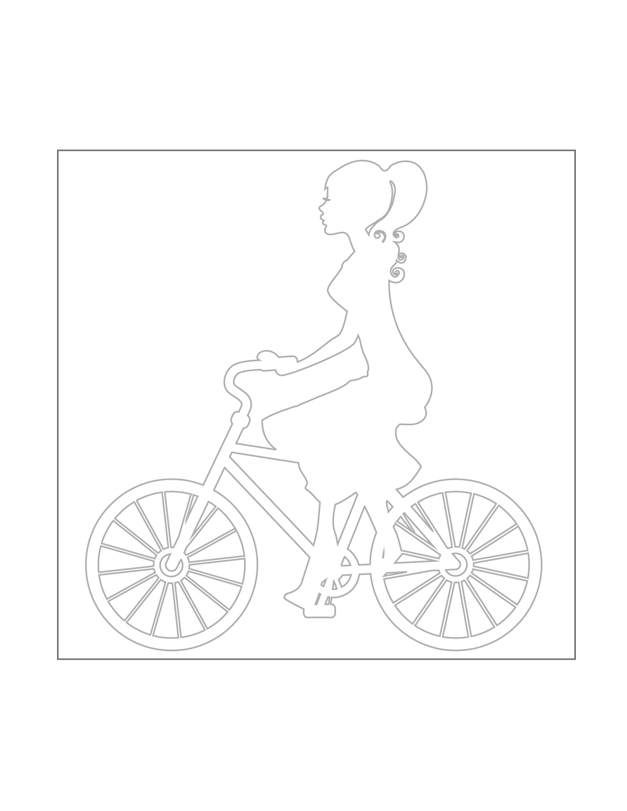 Traceable Outline Girl On Bicycle Page
