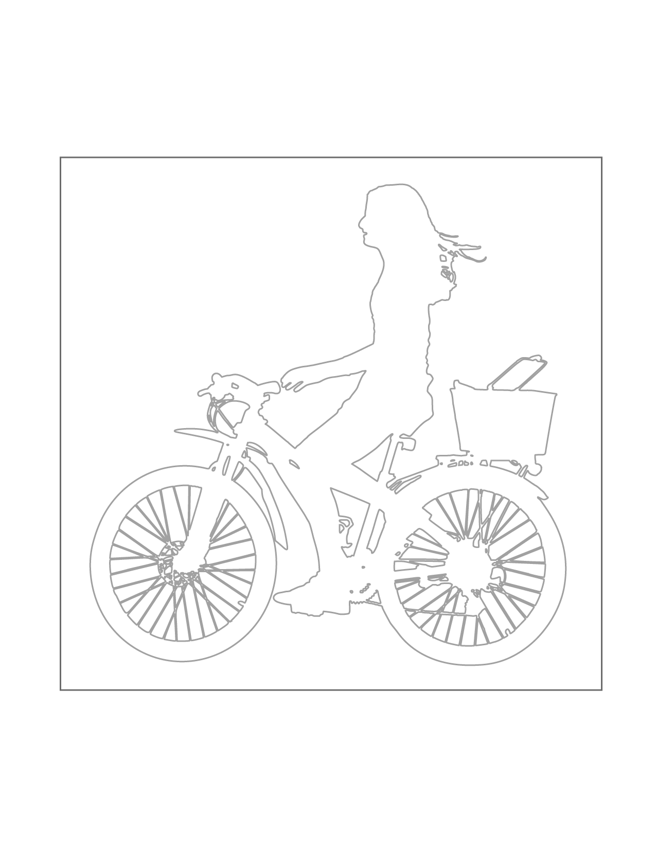 Traceable Outline Girl On Bicycle Printable