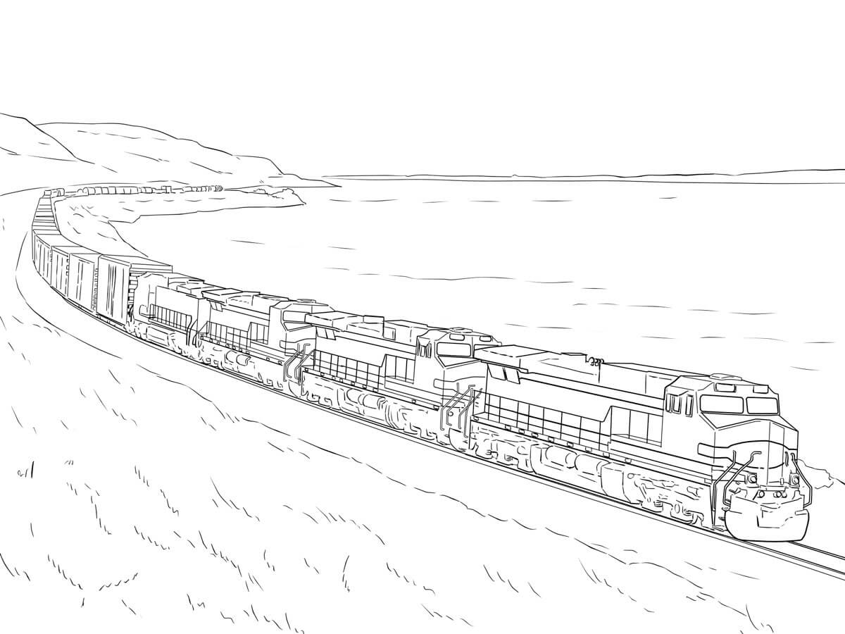 Train Scene Coloring Pages